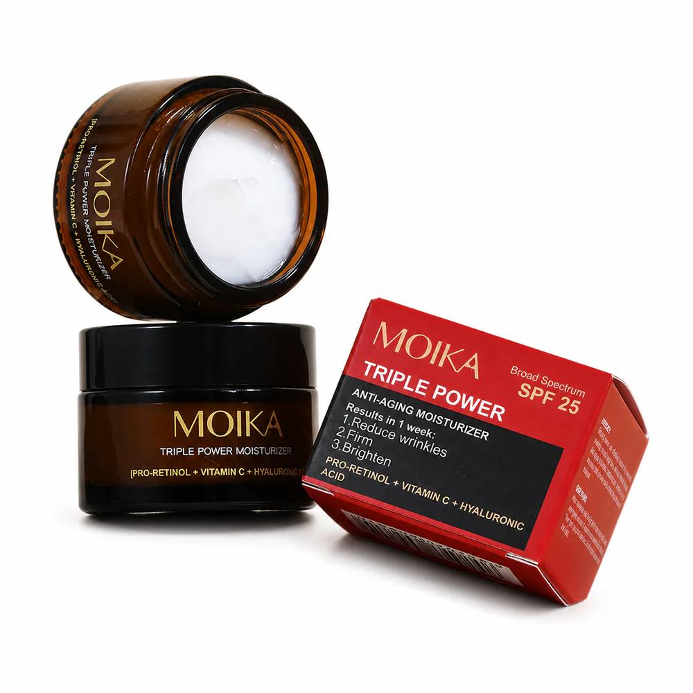 Triple Power Retinol Cream private label face cream product packaging on a white background