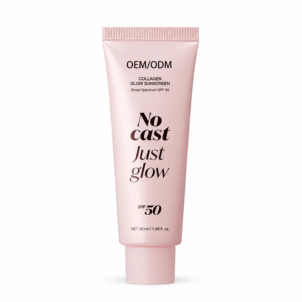 No Cast Collagen Sunscreen SPF 50 private label face cream product packaging on a white background