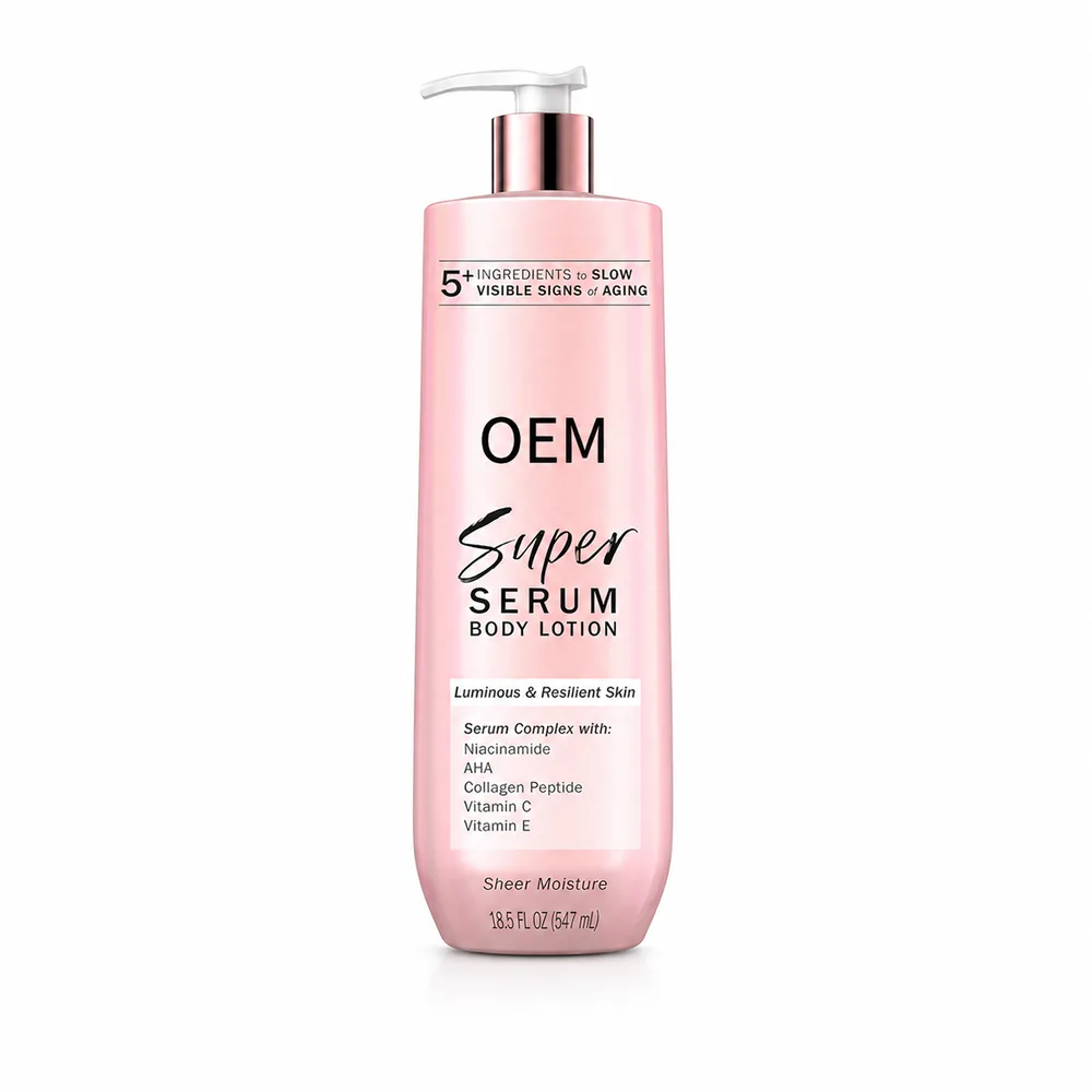 Super Serum Body Lotion private label body lotion product packaging on a white background