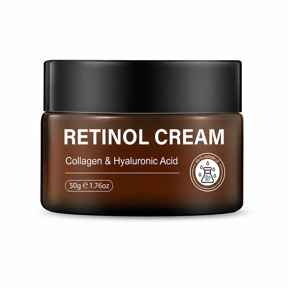 Retinol Collagen Hyaluronic Acid Cream private label face cream product packaging on a white background